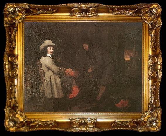 framed  Michael Sweerts Seated Man with a Youth and a Servant in an Interior, ta009-2